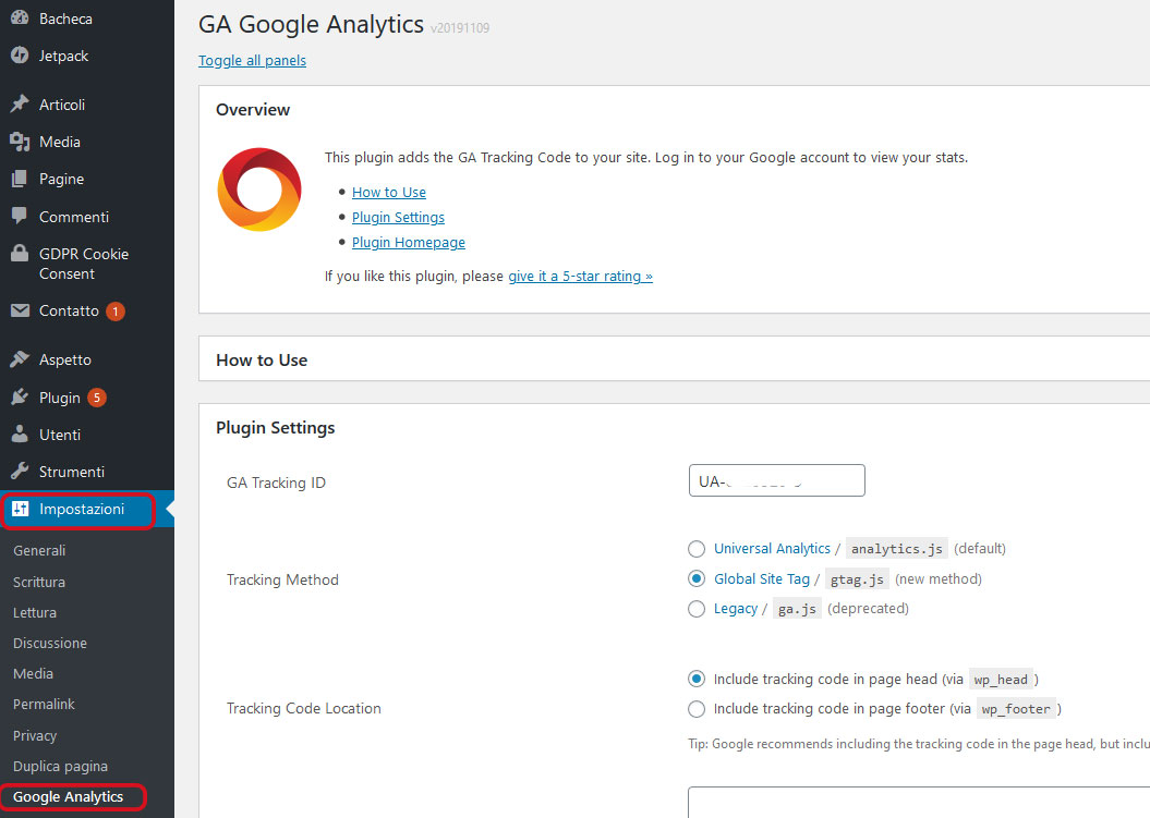 Google Analytics su WordPress