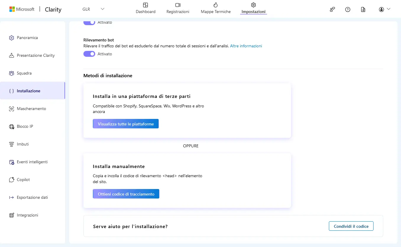 installazione clarity su wordpress