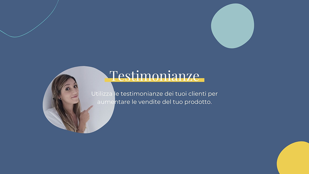 Testimonianze pagina di vendita prodotto